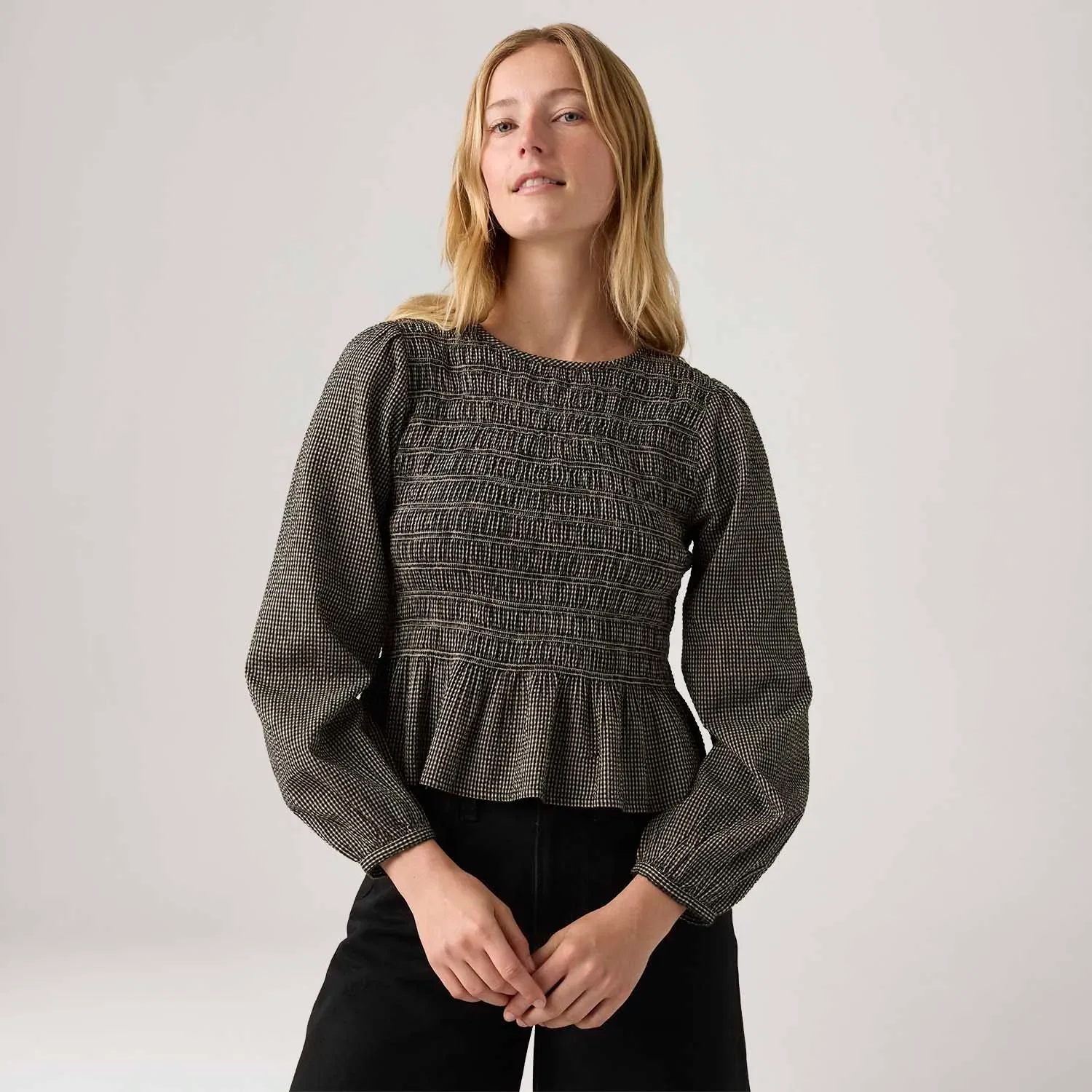Blusa Levi's® Fleur Smocked Marrom Manga Longa