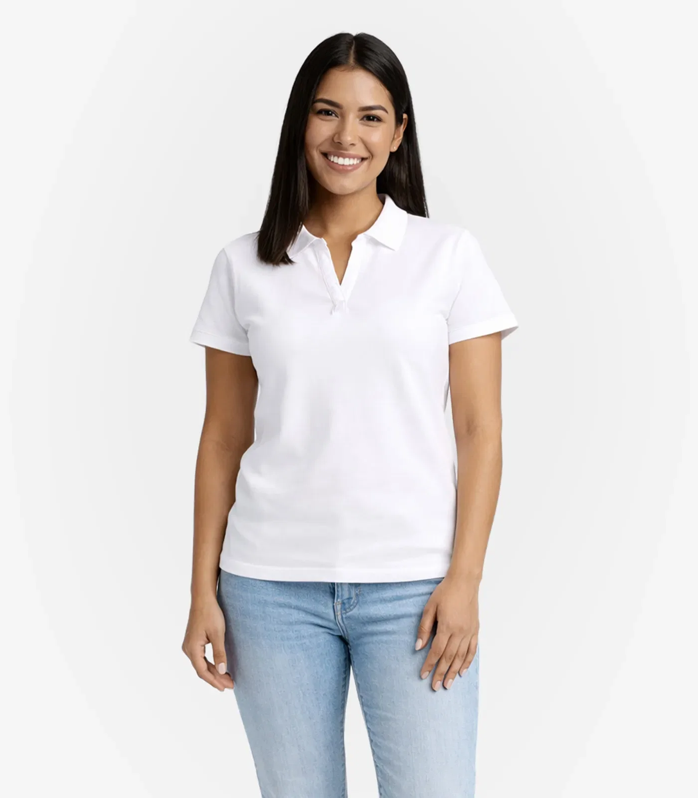 Blusa Polo Feminina Básica Algodão Infinita Cor Branco