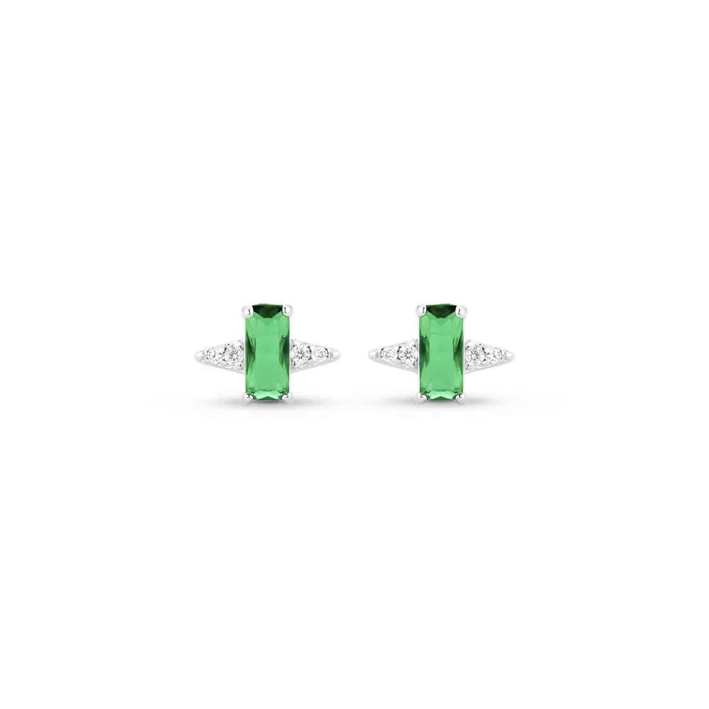 Brinco Life Coloré Prata Cristal Verde