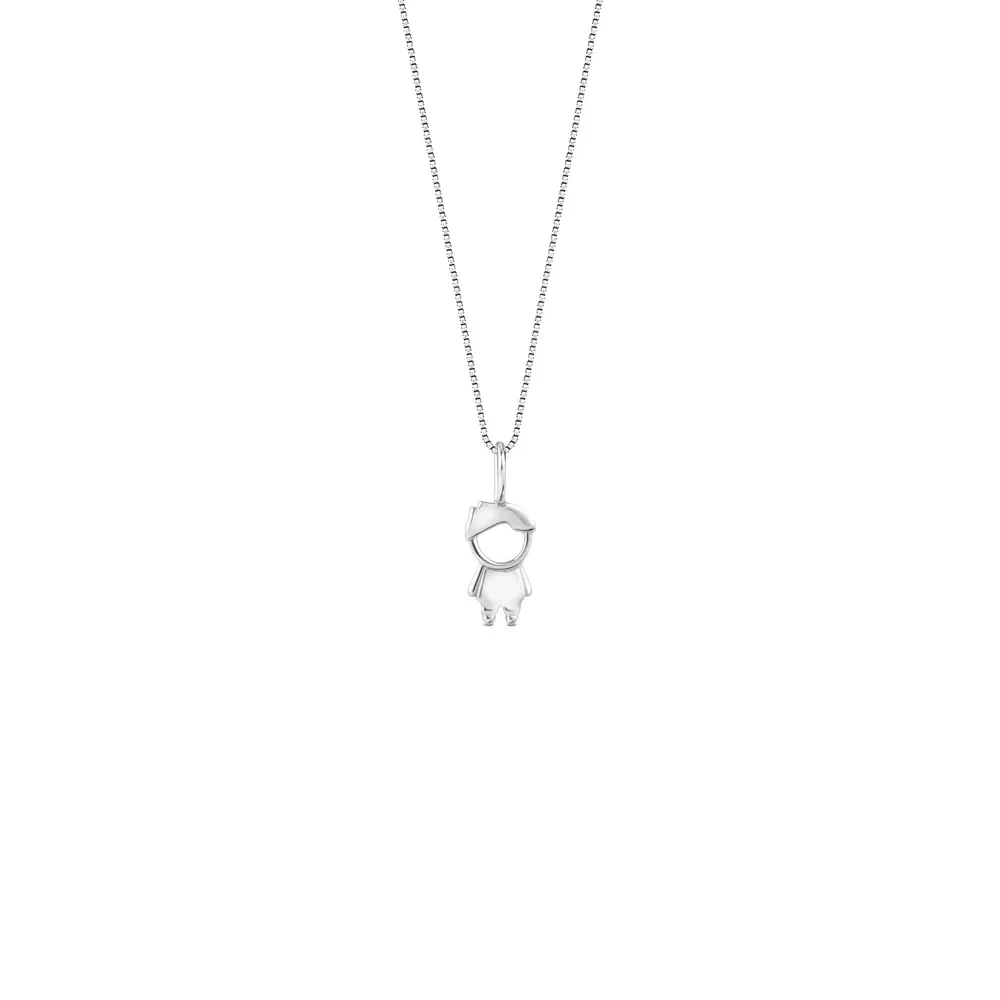 Pingente Menino em Ouro Branco 18k, 10mm — imagem 1