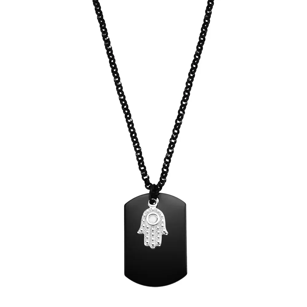 Colar Life Masculino Hamsá Aço Preto
