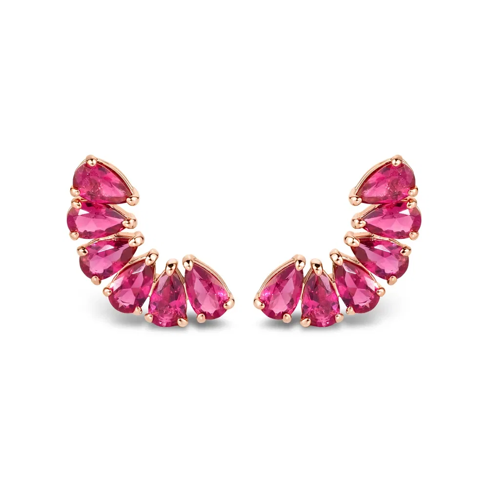 Brinco Ear Cuff Life Velvet em Liga Rosé com Banho de Ouro Rosé 18k e Pedras Vinho — imagem 1