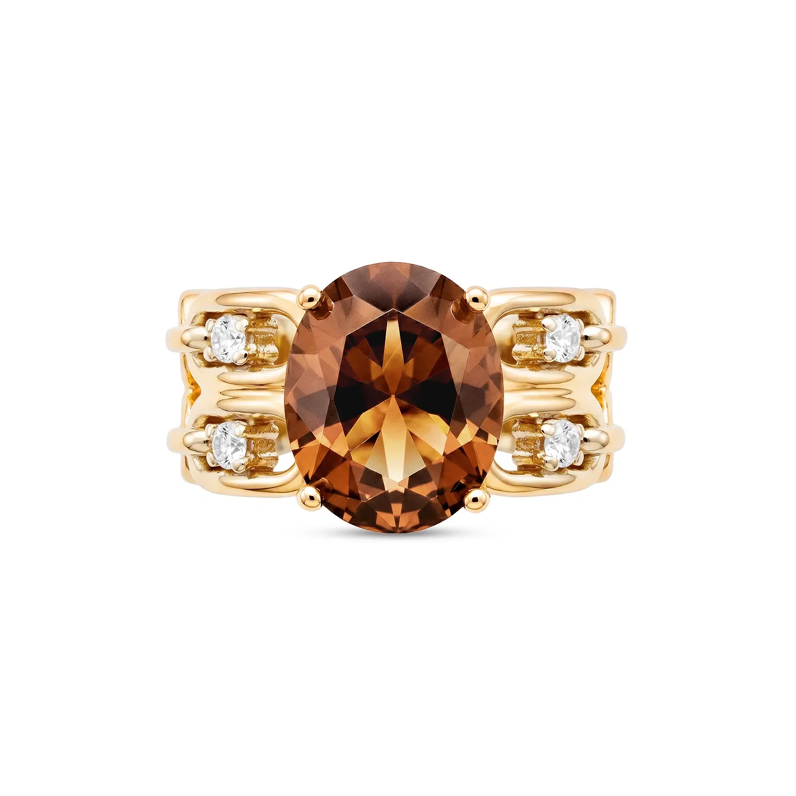 Anel Life Astra em Prata 925 com Banho de Ouro Amarelo 18K e Zircôrnia Incolor e Marrom — imagem 1