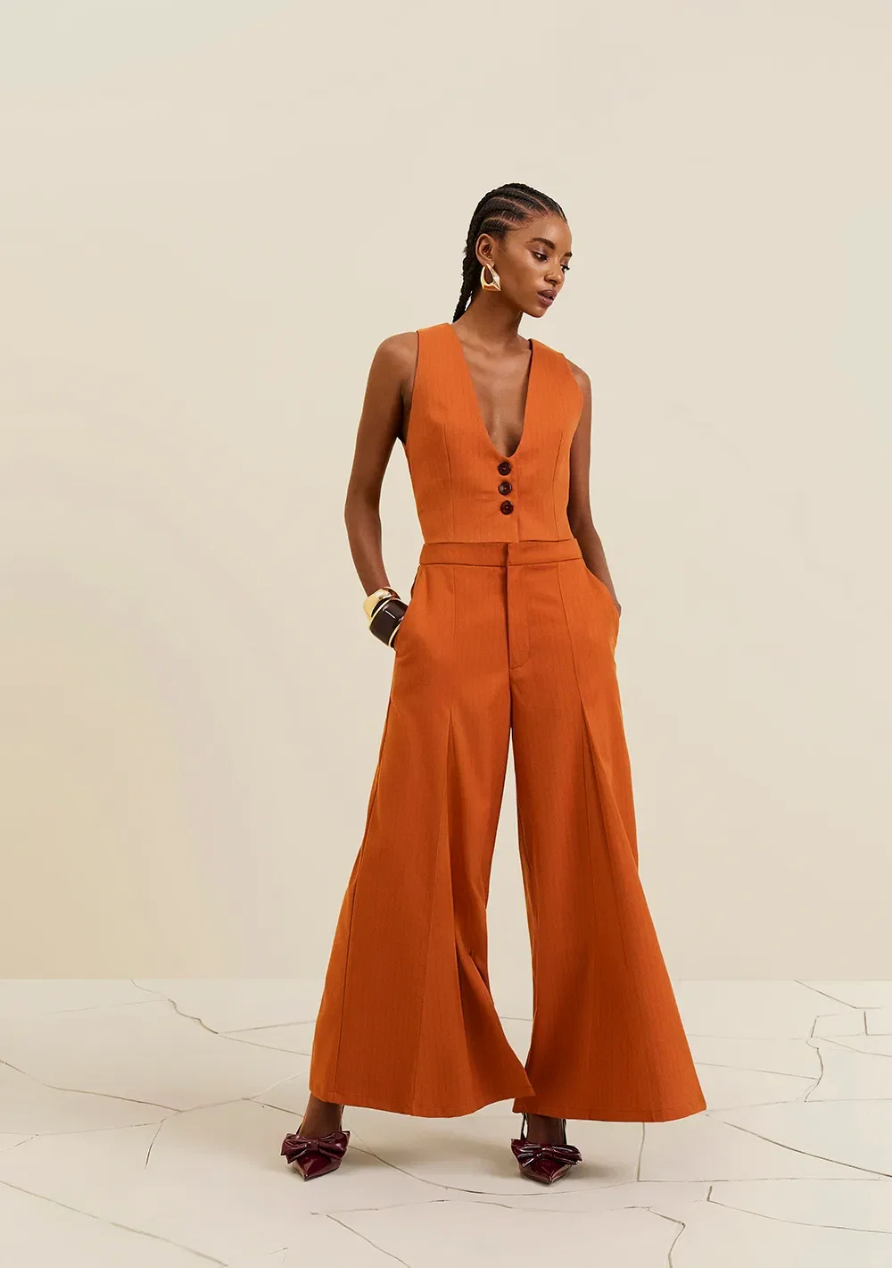 Calça Morena Rosa Pantacourt Média Laranja — imagem 1