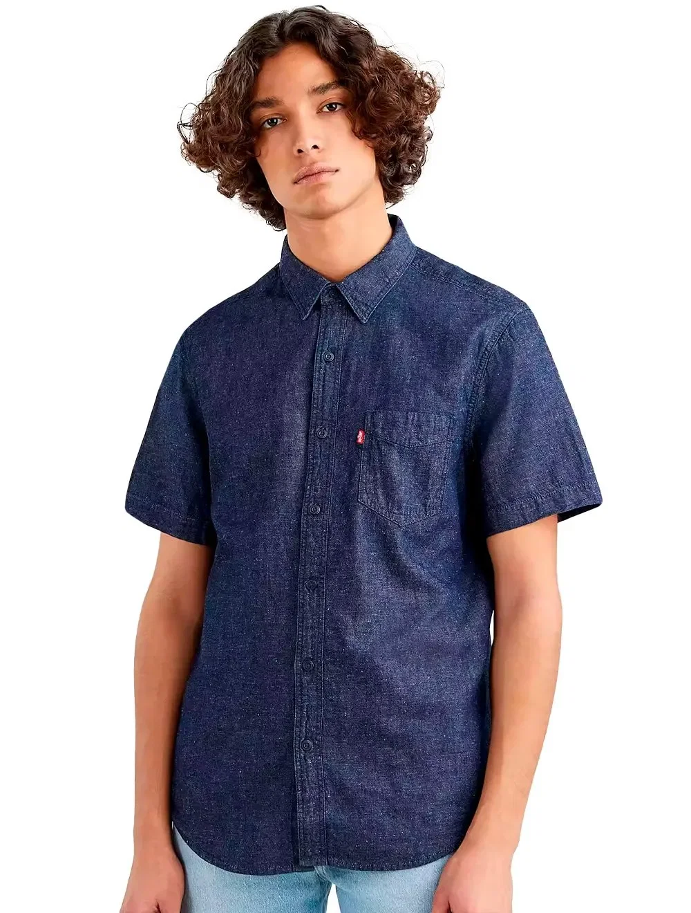 Camisa Levis Masculina Manga Curta Classic One Pocket Azul Jeans