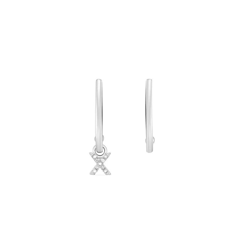 Brinco Letra X em Ouro Branco 18k com Diamantes — imagem 1