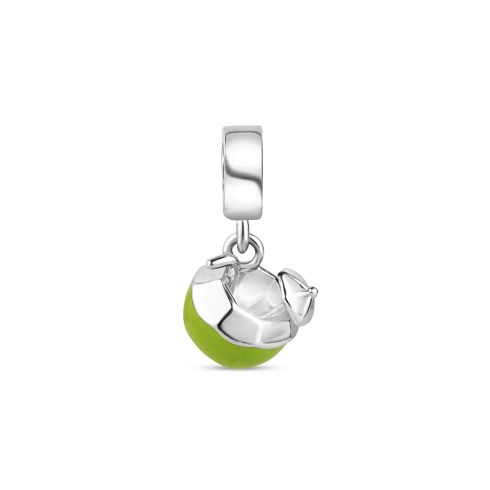 Pingente Life Drinks Coco em Prata 925 com Esmalte