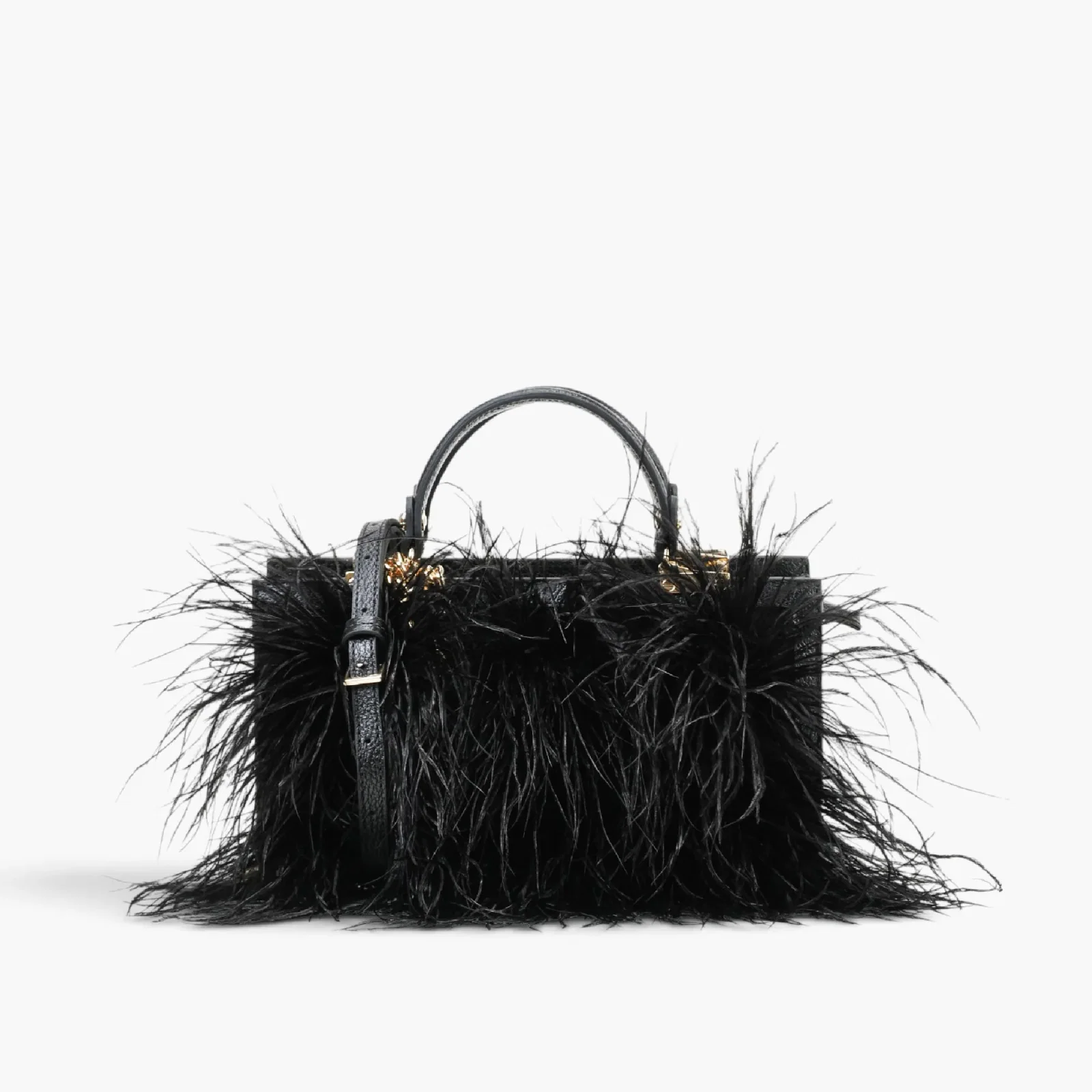 Bolsa Tote Plumas Preto Couro — imagem 1