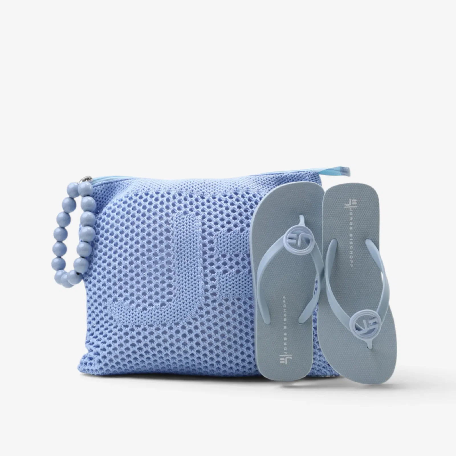 Kit Flat E Necessaire Azul Oceano Injetado Tecido Knit