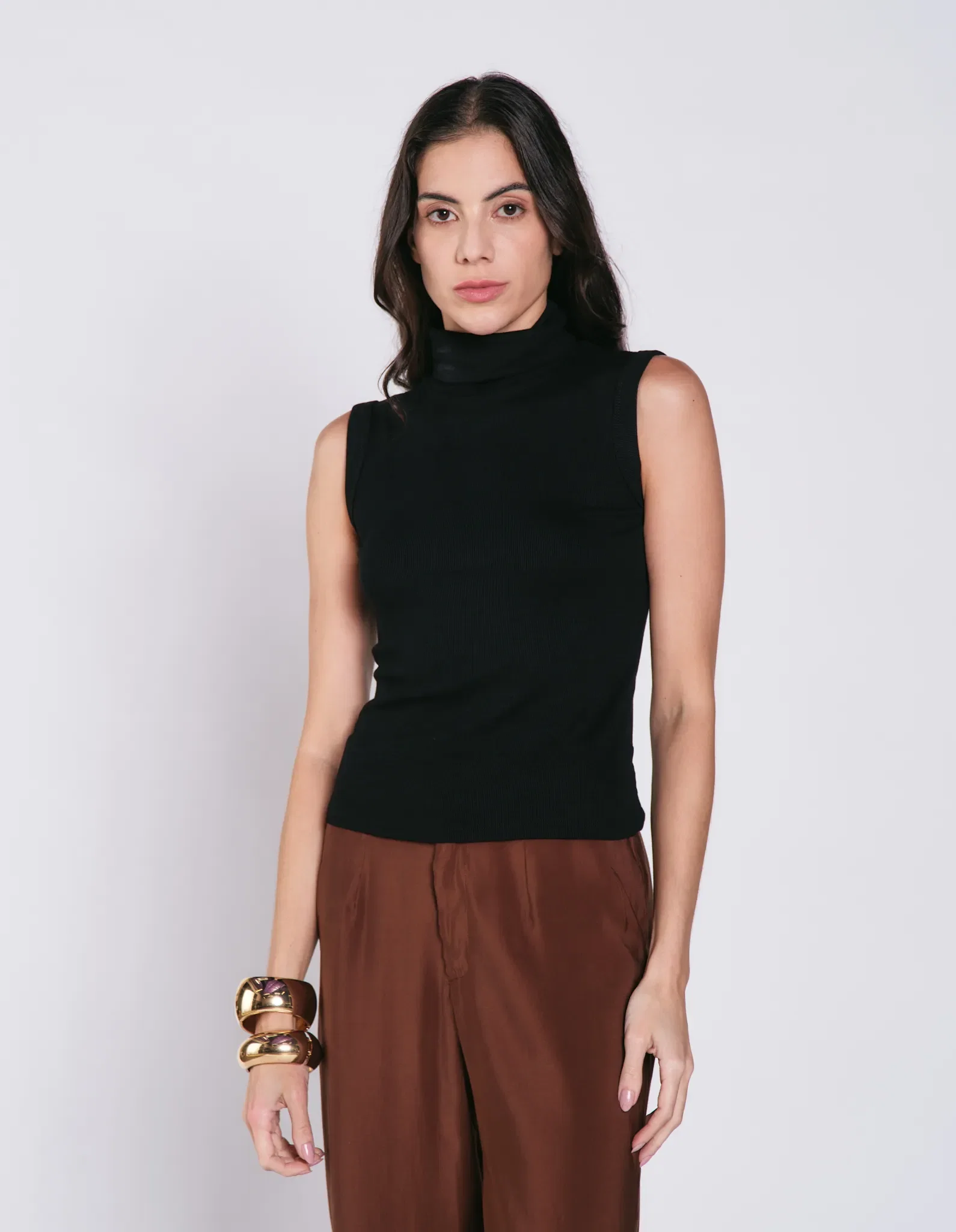Blusa Malha Sem Manga - Preto