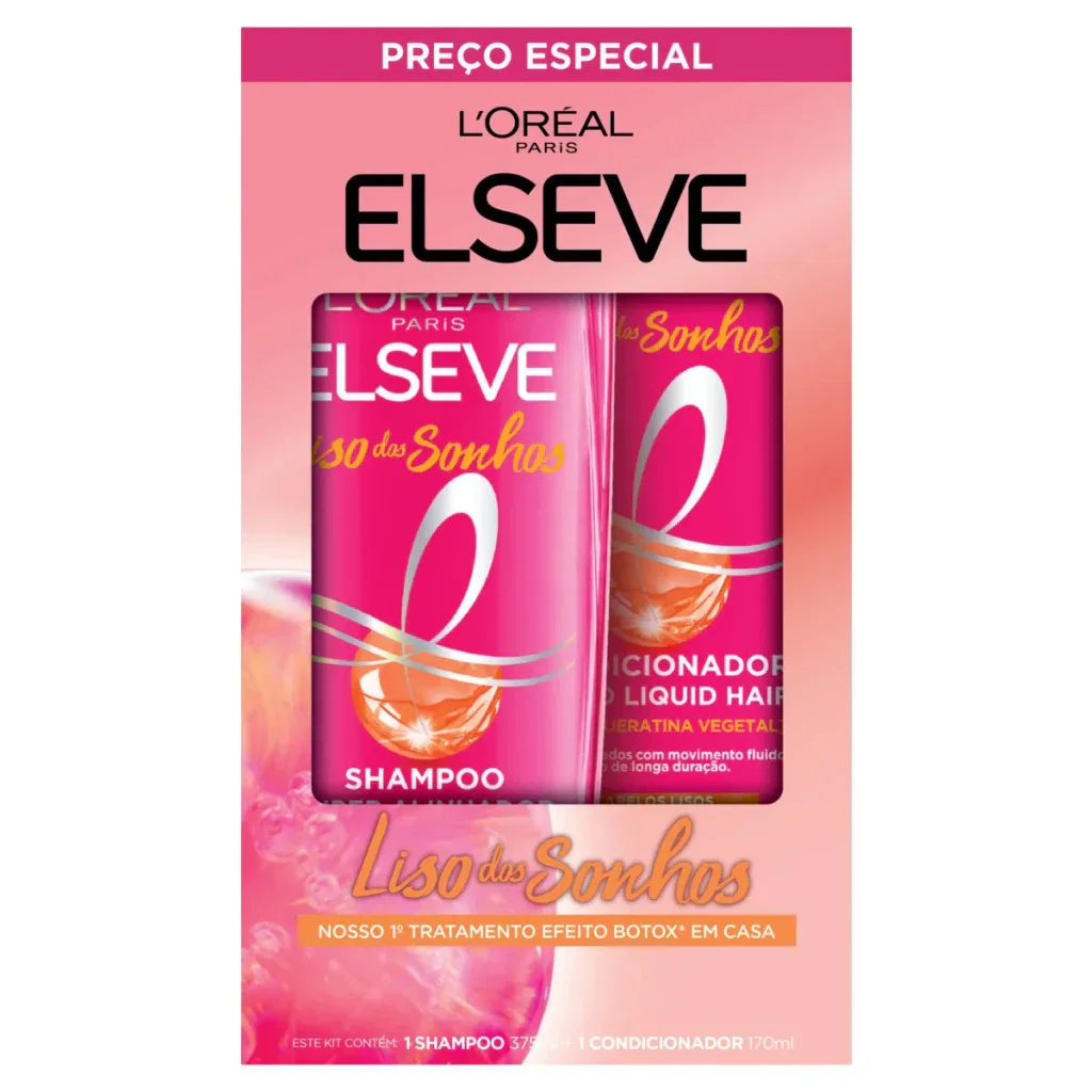 Kit Shampoo 375ml + Condicionador 170ml Elseve Liso dos Sonhos