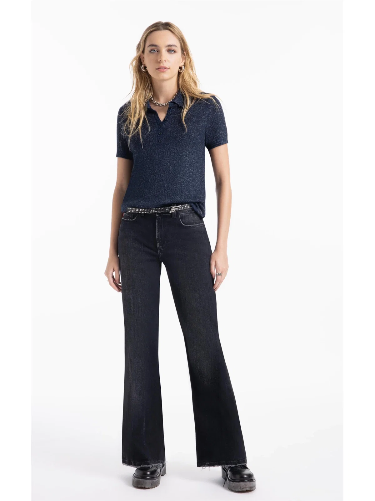 Polo Tricot Flamme Azul Jeans — imagem 1