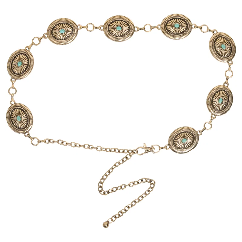 Cinto Feminino Metal Medalhas E Pedras 3cm