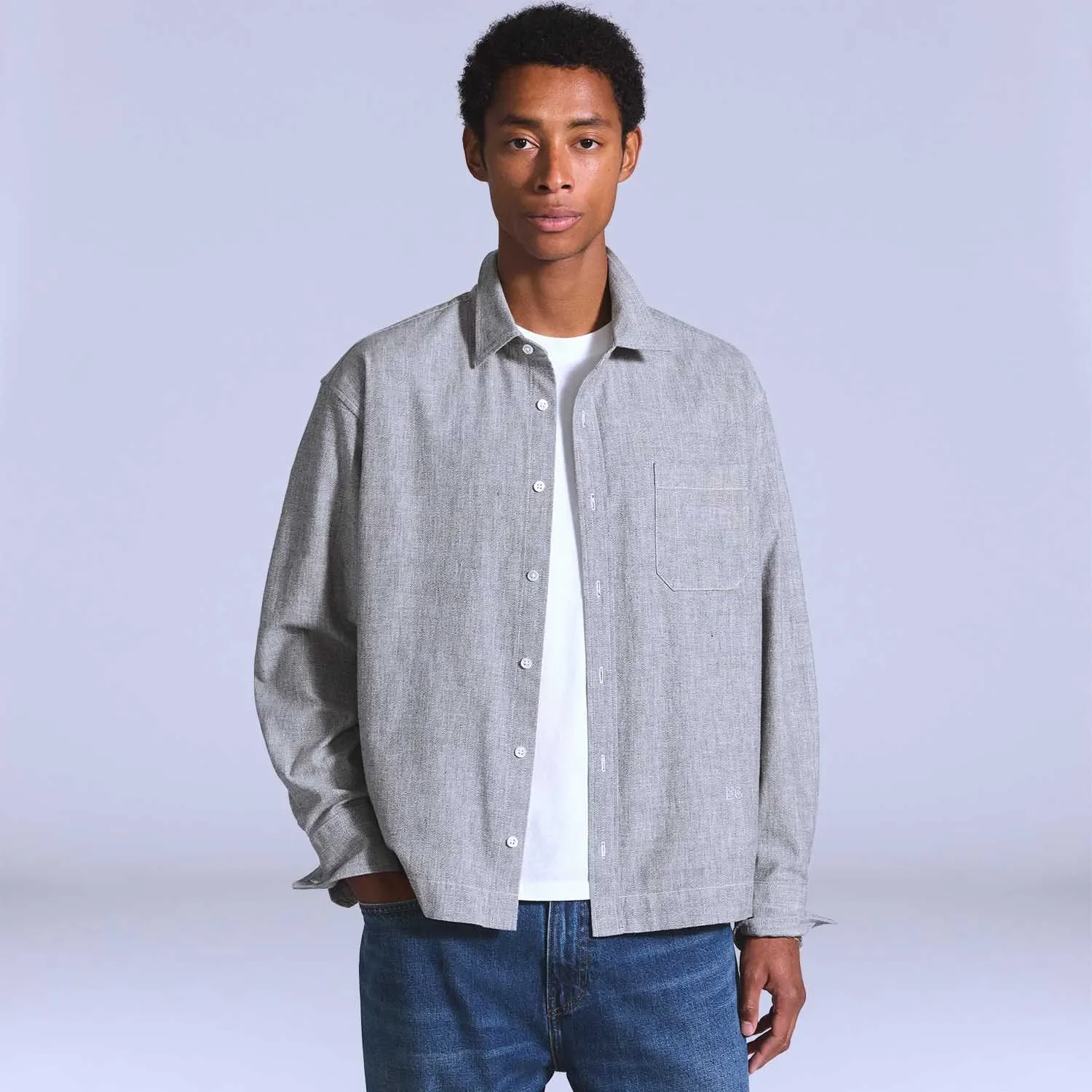 Camisa Levi's® Blue Tab Boxy Cinza Claro Manga Longa — imagem 1