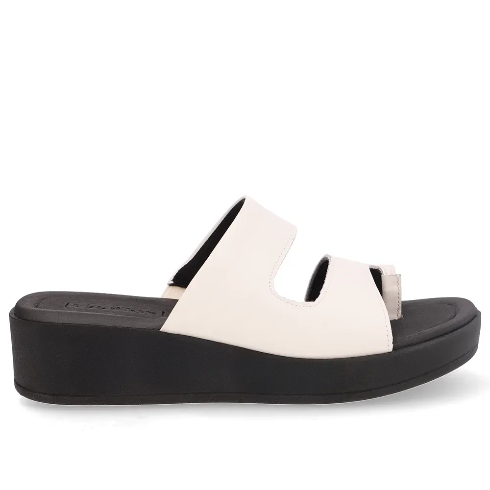 Tamanco Plataforma Couro Branco Marfim Dedo — imagem 1