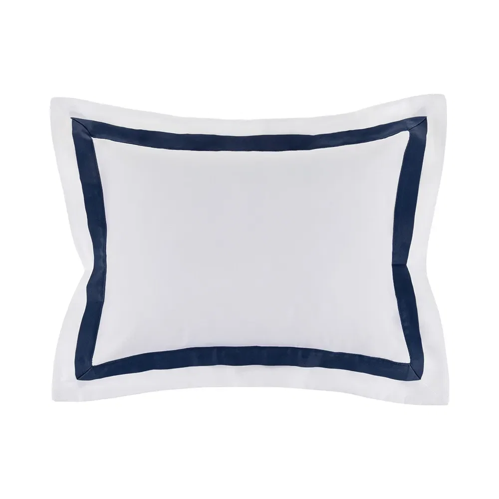 Almofada 300 Fios Vercelli Branco / Azul Siciliano