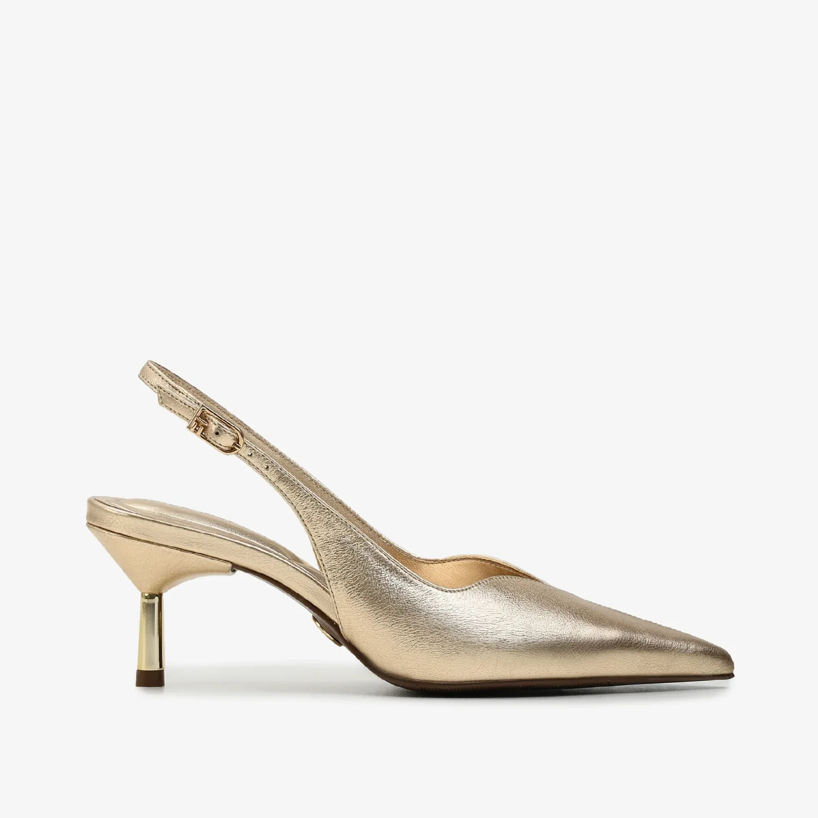 Slingback Metal Ouro Champagne Couro