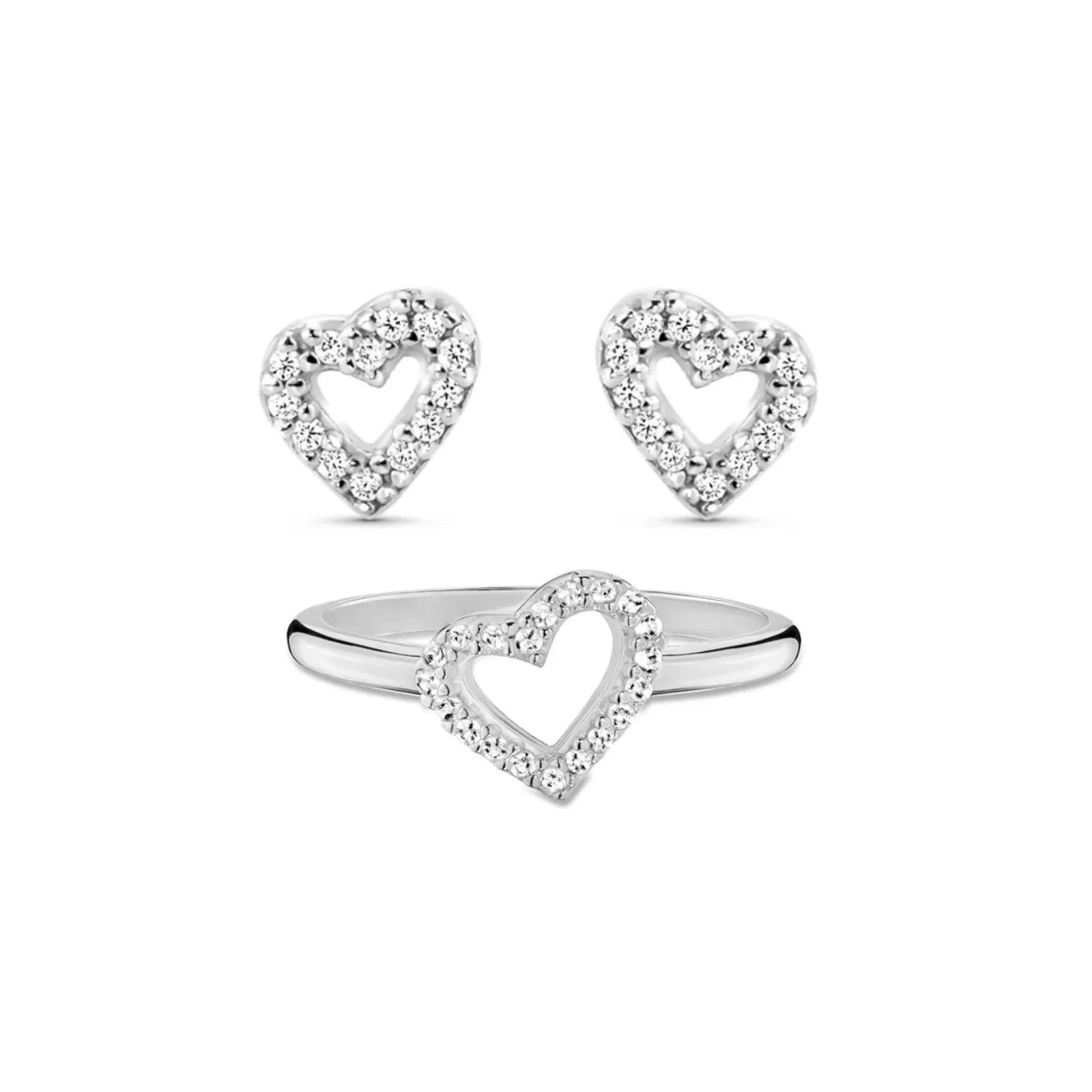Kit Life Love IV Anel + Brinco em Prata 925 com Zircônia Incolor