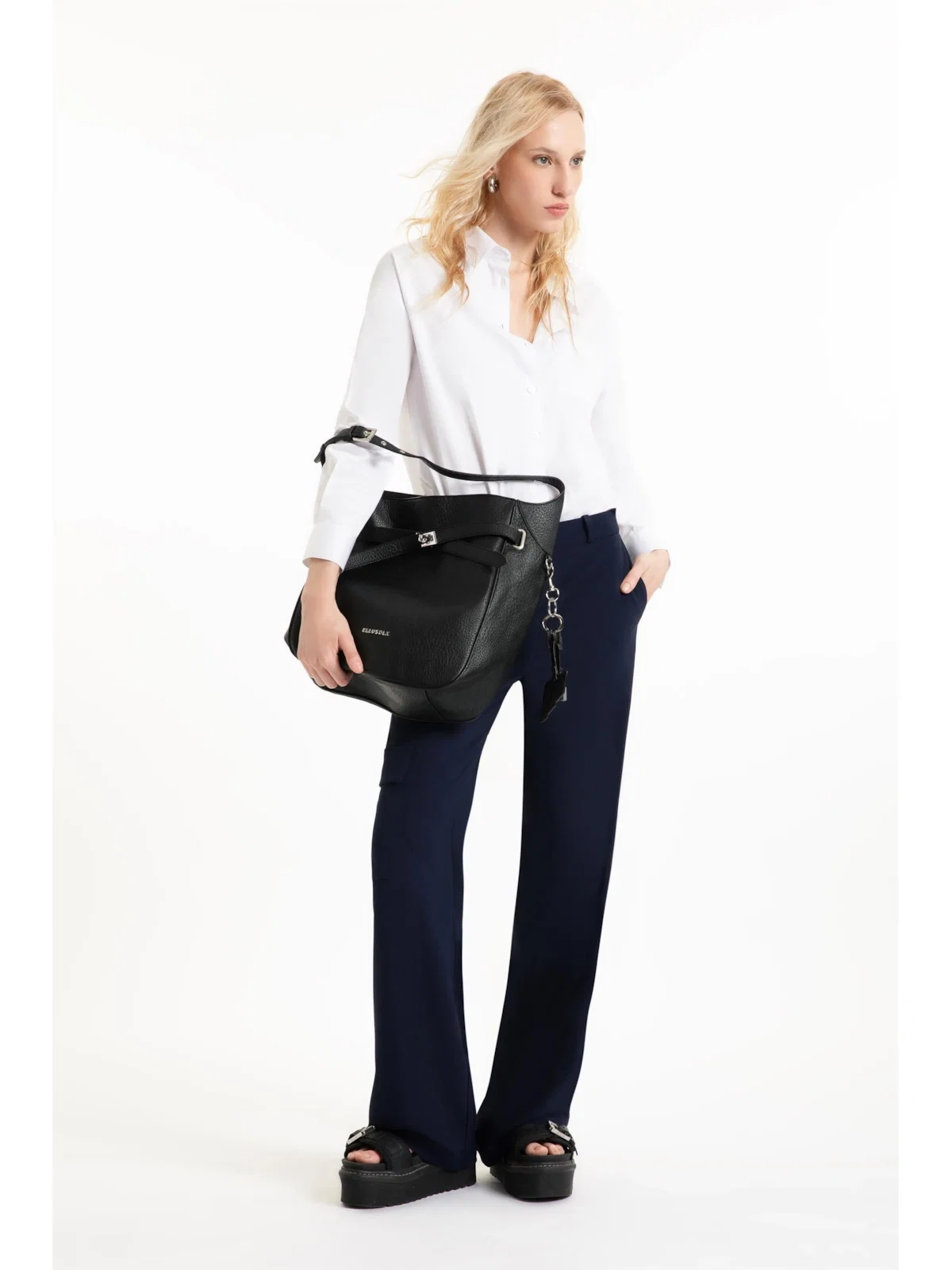 Calça Crepe Way Wideleg Dark Navy — imagem 1
