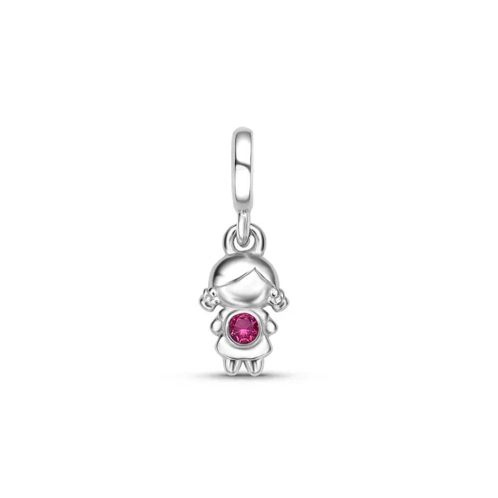 Pingente Life Menina em Prata 925 com Pedra Pink — imagem 1