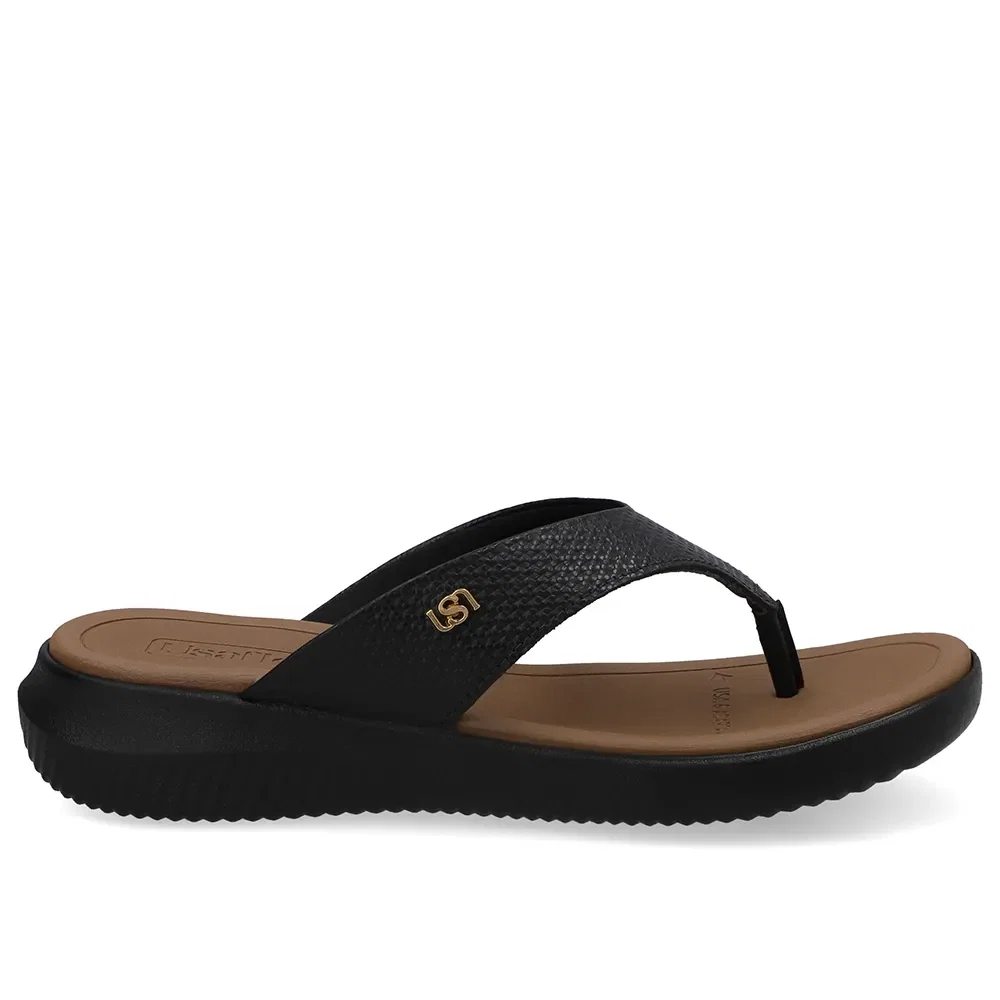 Chinelo Bico Redondo Couro Preto — imagem 1