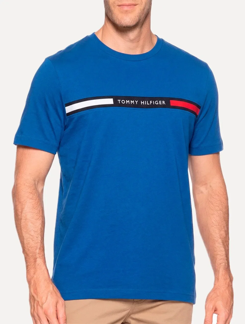 Camiseta Tommy Hilfiger Masculina Chest Insert Logo Azul — imagem 1
