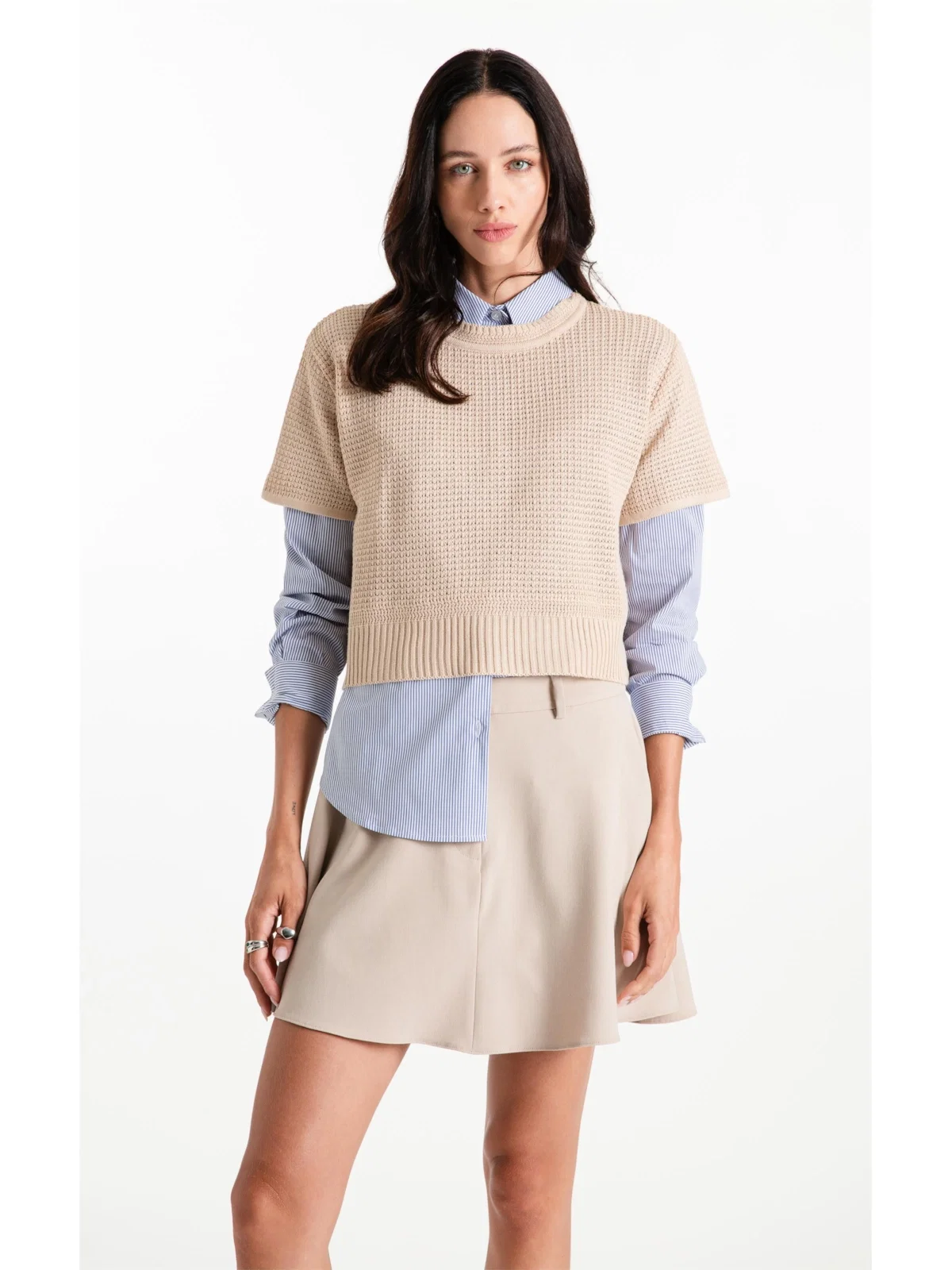 Blusa Tricot Blusa Knit Texture Areia — imagem 1