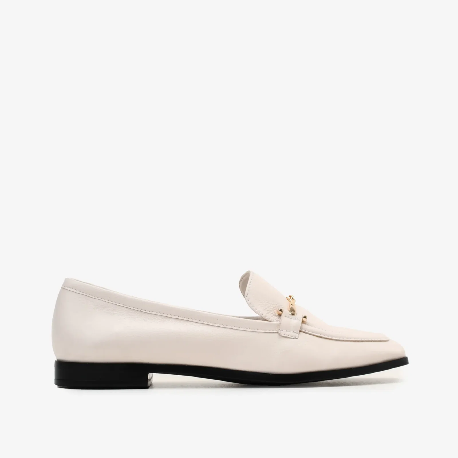 Loafer Off White Algodão Couro