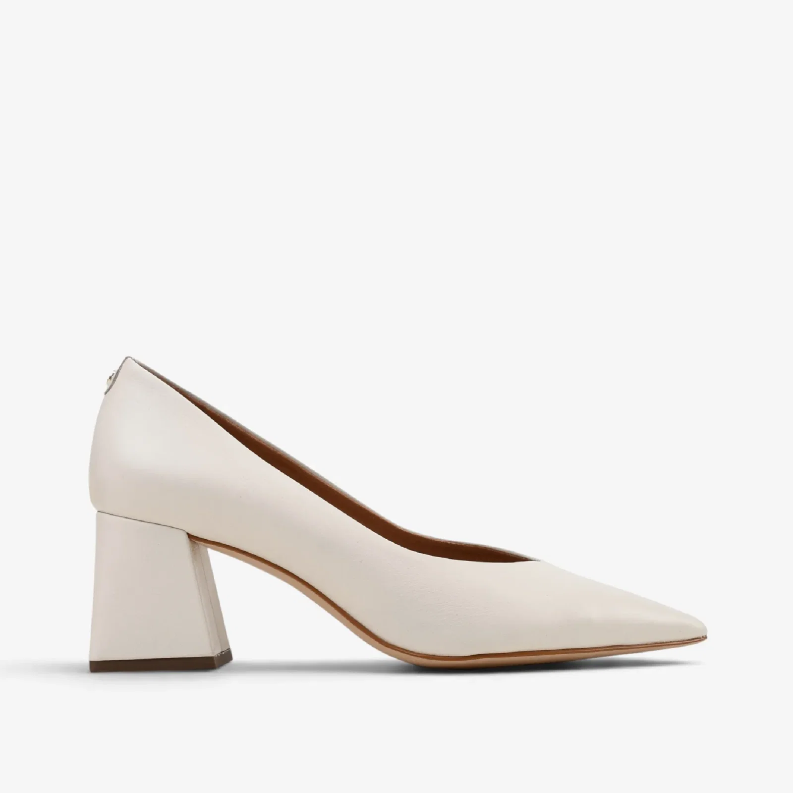 Scarpin Salto Bloco Off White Algodão Couro — imagem 1