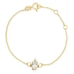 Pulseira baby em Ouro Amarelo 18k com Topázio Incolor e Diamantes