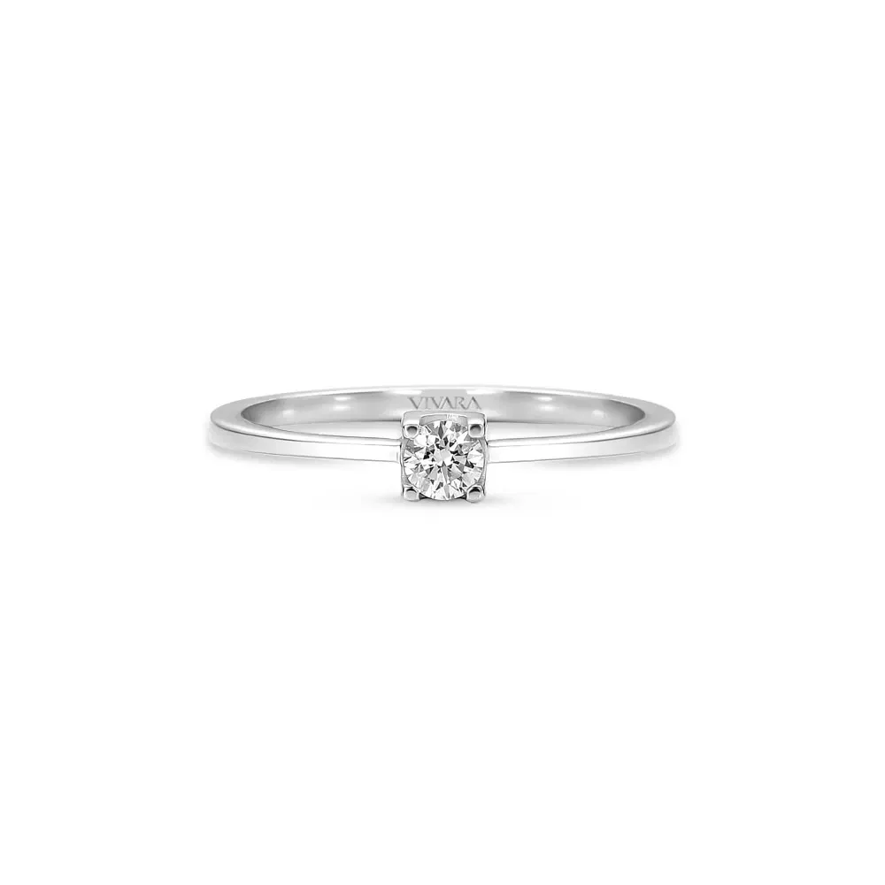 Anel Solitário Forever em Ouro Branco 18k com 0,12ct de Diamante — imagem 1
