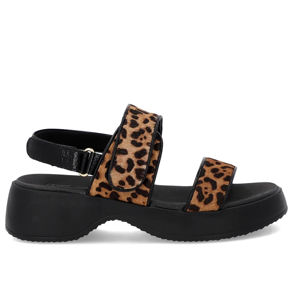 Sandália Salto Plataforma Couro Pelo Animal Print — imagem 1