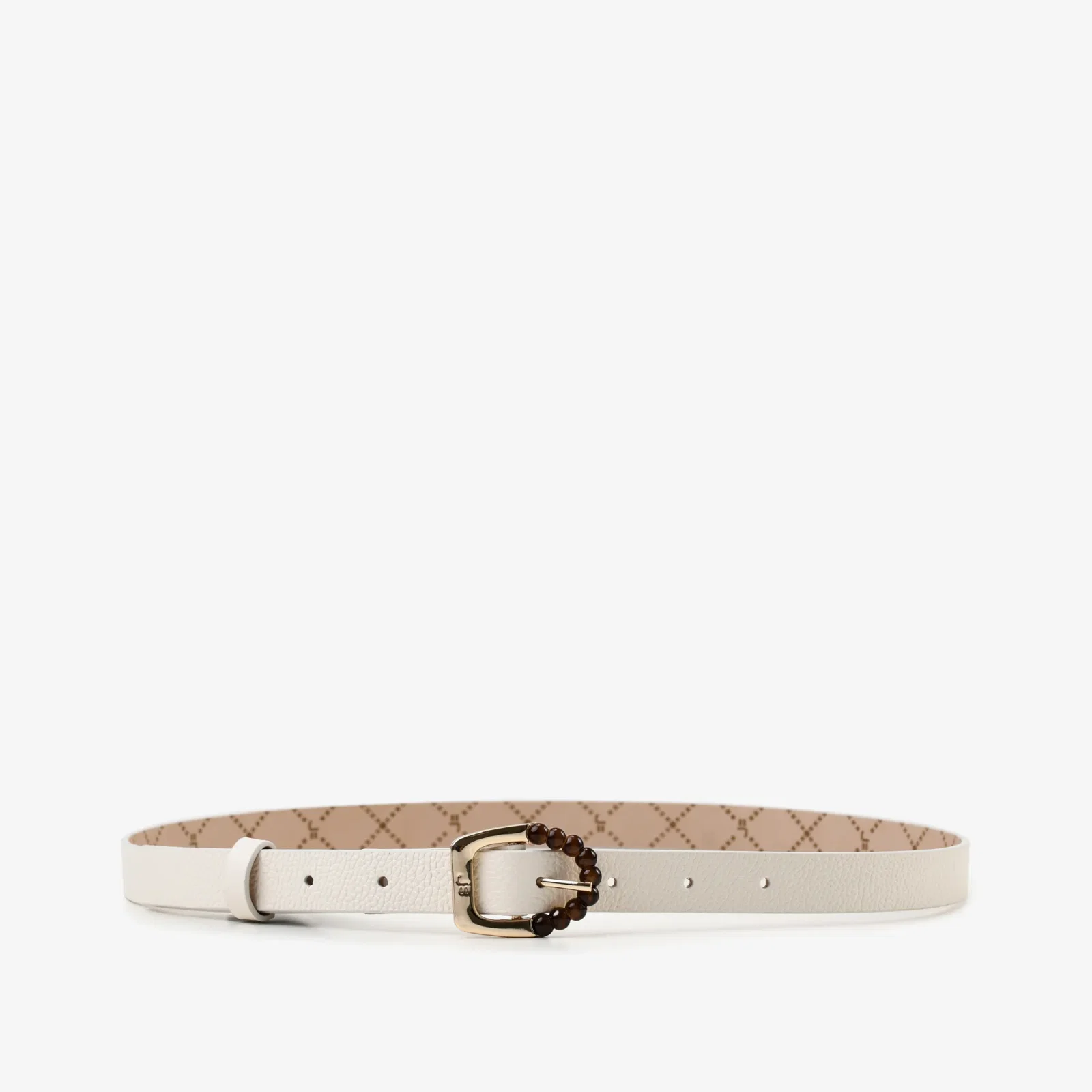 Cinto Off White Algodão Couro