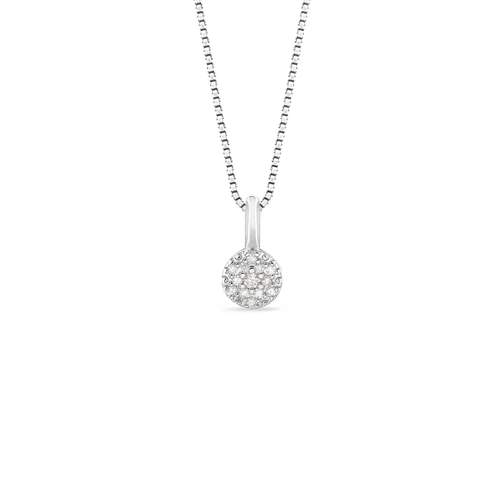 Pingente Pavê em Ouro Branco 18k com Diamantes, 10.5mm — imagem 1