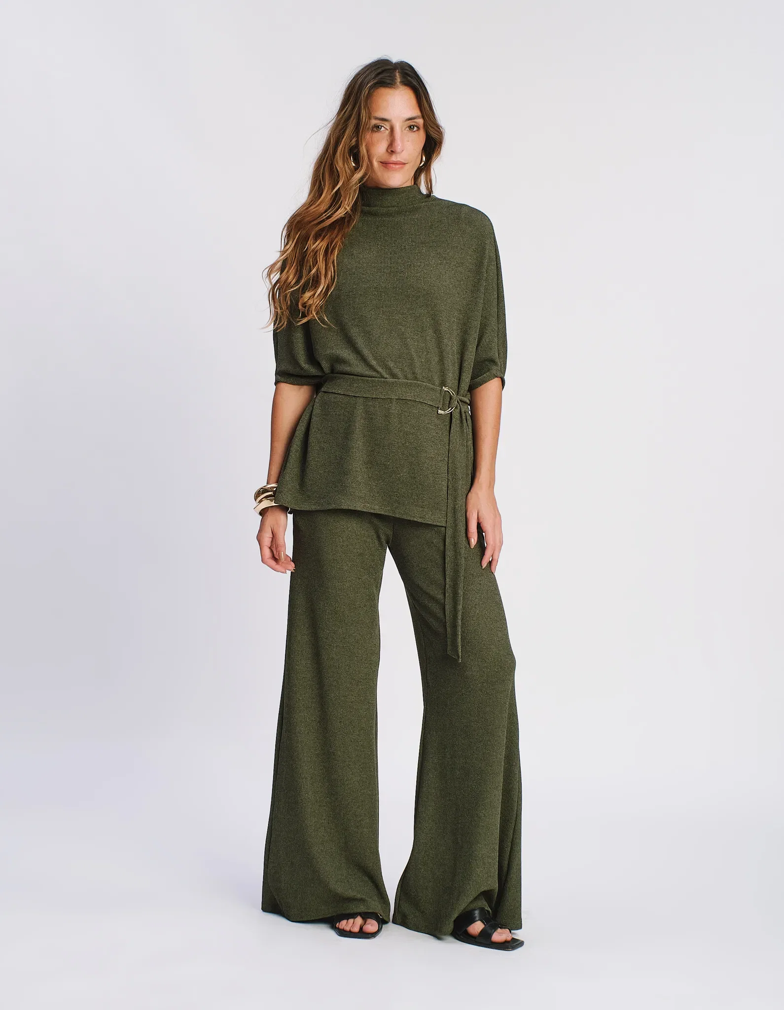 Calça Flare Fivela - Verde