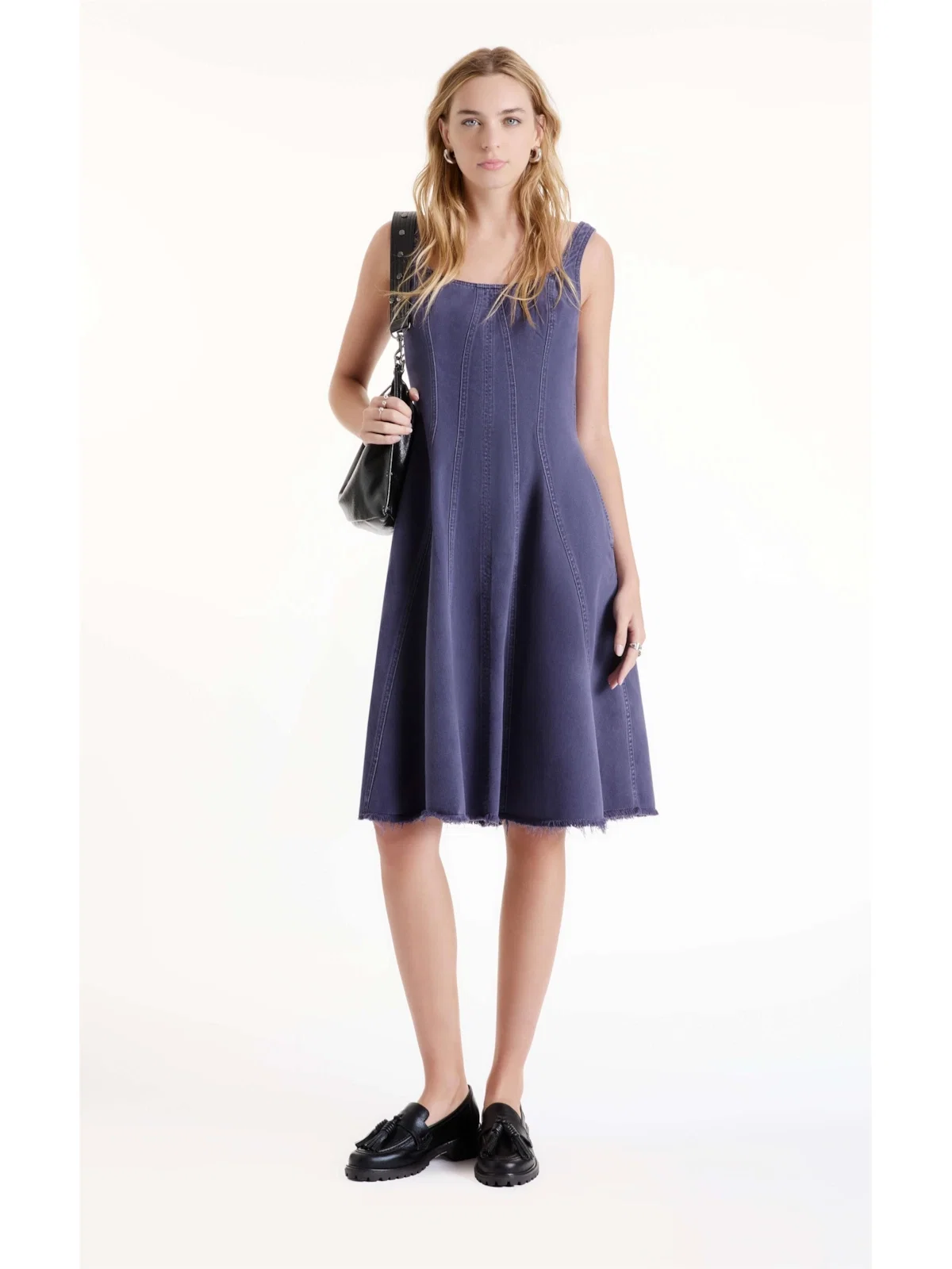 Vestido White Denim Purple Blue