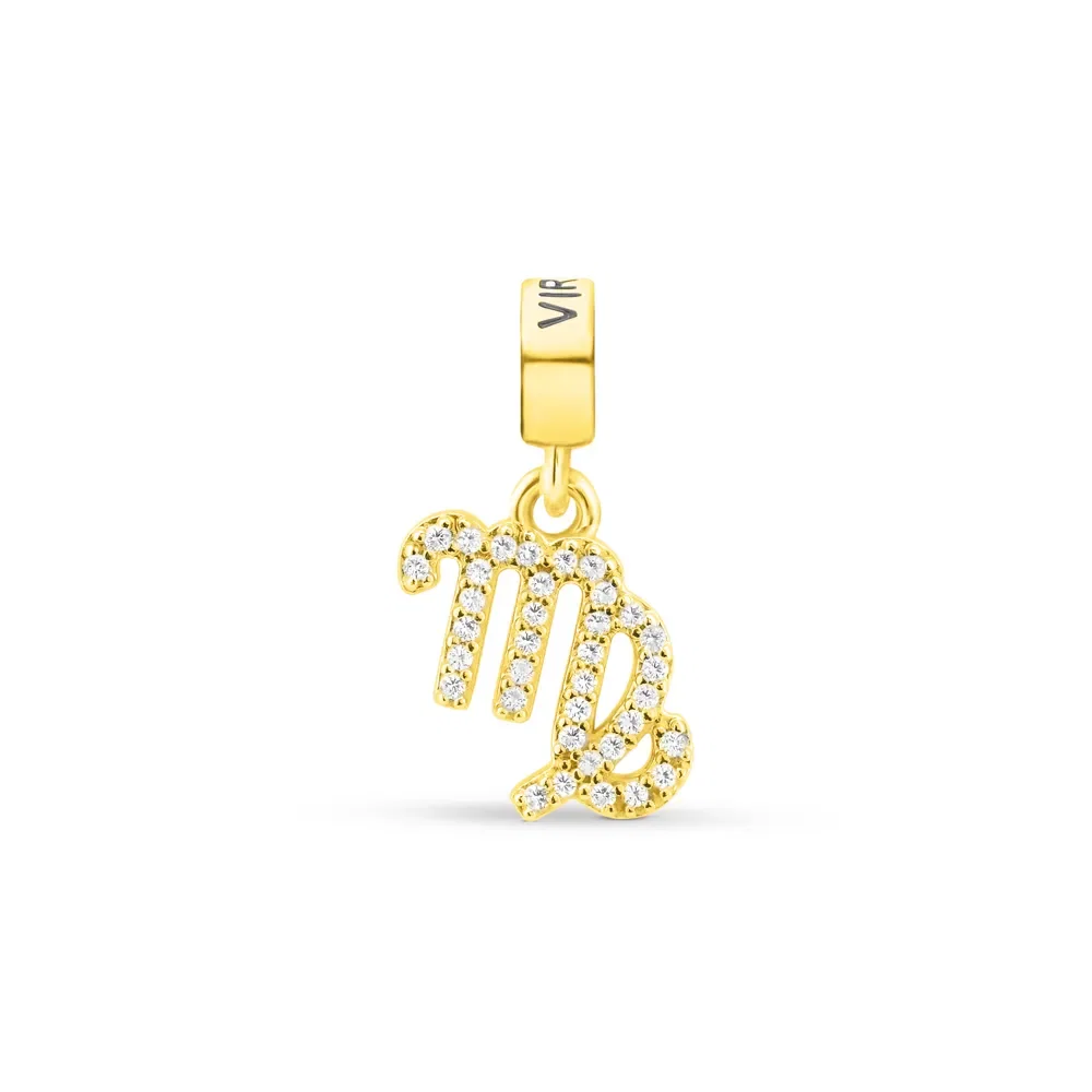 Pingente Life Signo Virgem em Prata 925 com Banho de Ouro Amarelo 18k e Pedras Incolores — imagem 1