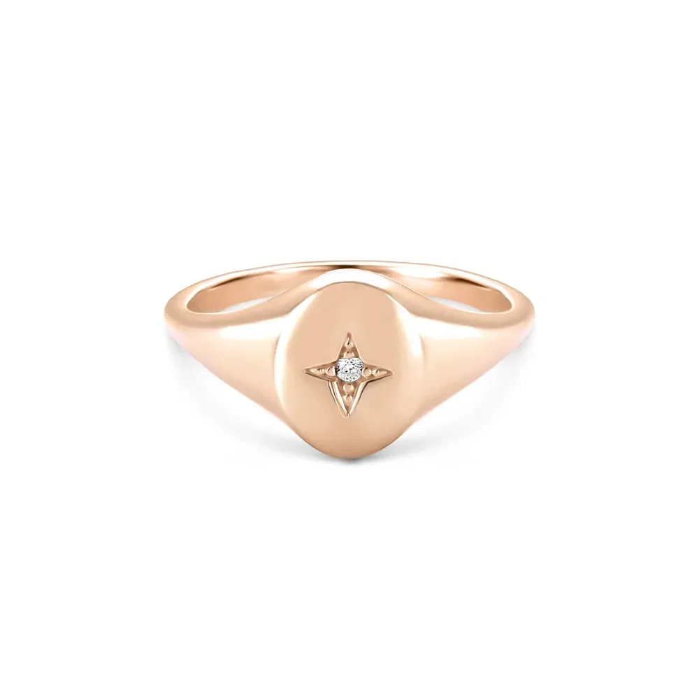 Anel Life Starring Redondo em Liga Rosé com Banho de Ouro Rosé 18k e Pedra Incolor