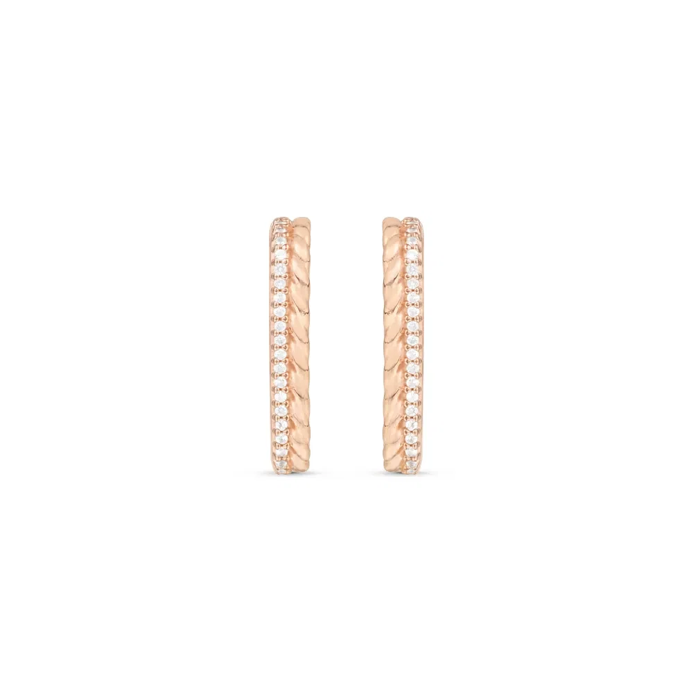 Brinco Life Twist em Liga Rosé com Banho de Ouro Rosé 18k e Pedras Incolores — imagem 1