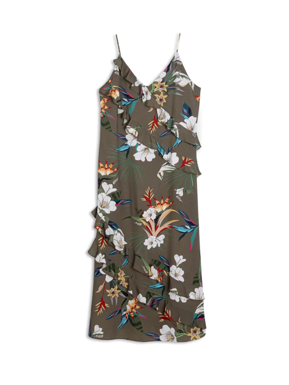 Flower Visco Ruffle Strap Midi Padrao 2
