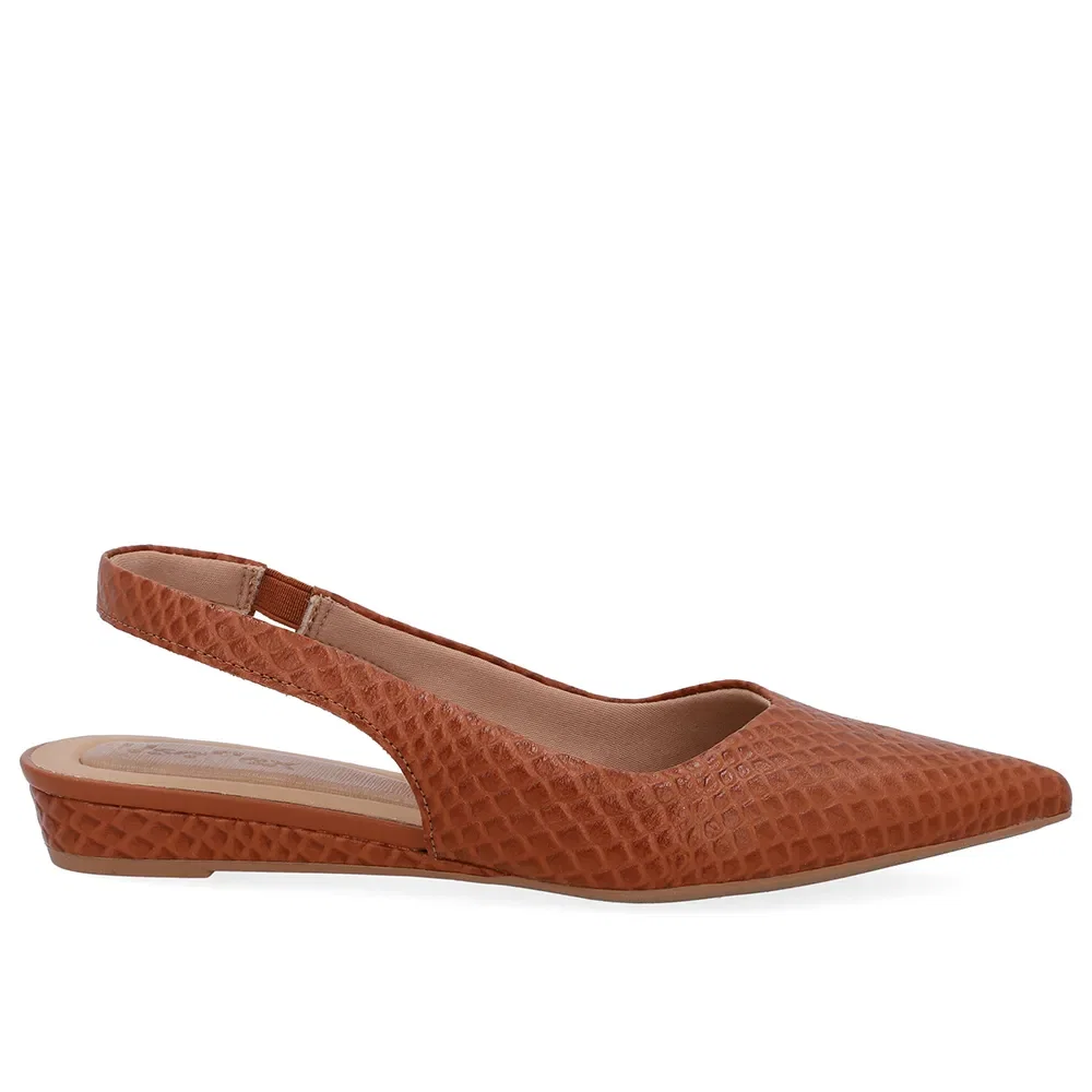 Slingback Marrom Couro Salto Anabela — imagem 1