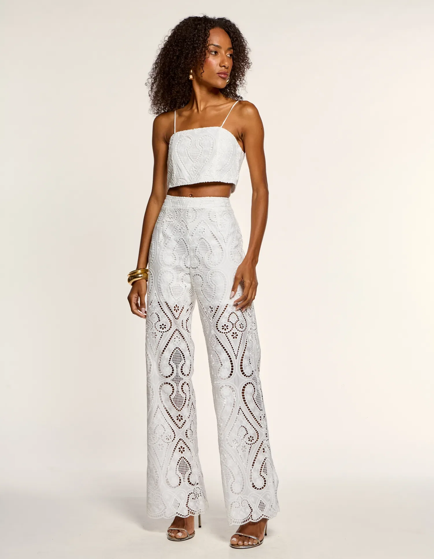 Calça Pantalona Laise Ornamental - Branco — imagem 1