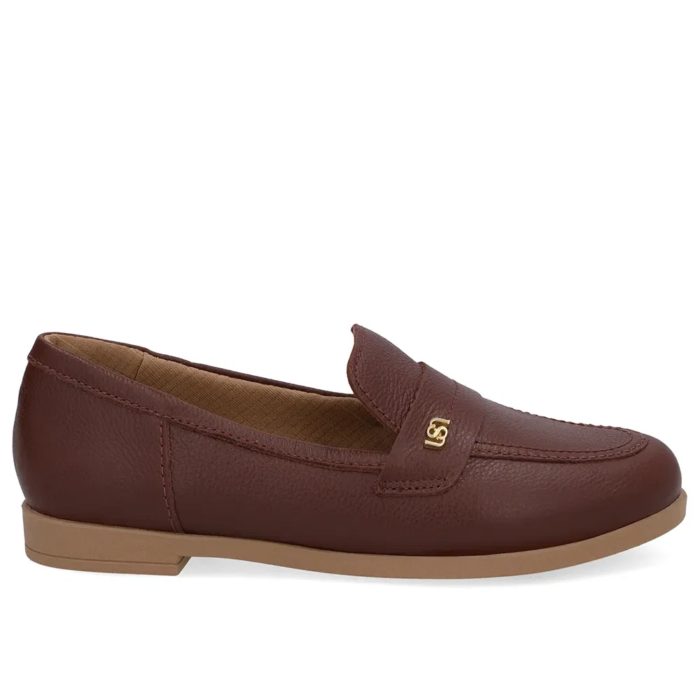 Loafer Couro Marrom Tira Monograma — imagem 1