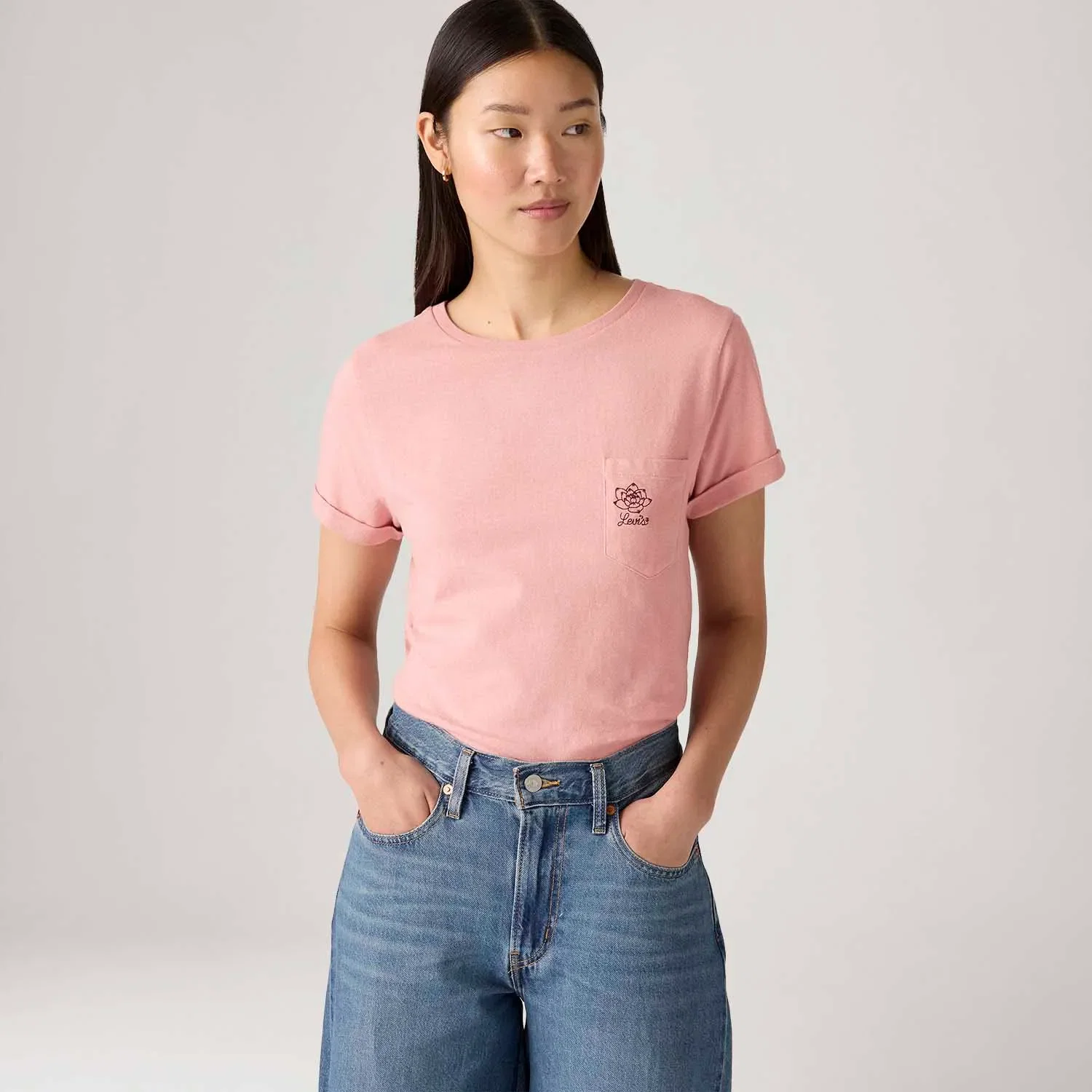 Camiseta Levi's® Margot Pocket Rosa Manga Curta — imagem 1