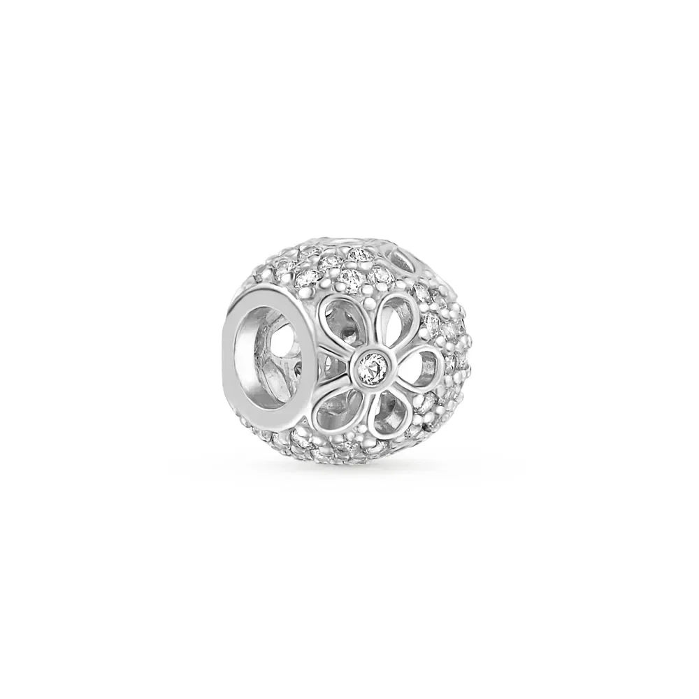 Separador Life Flor em Prata 925 com Pedras Incolores