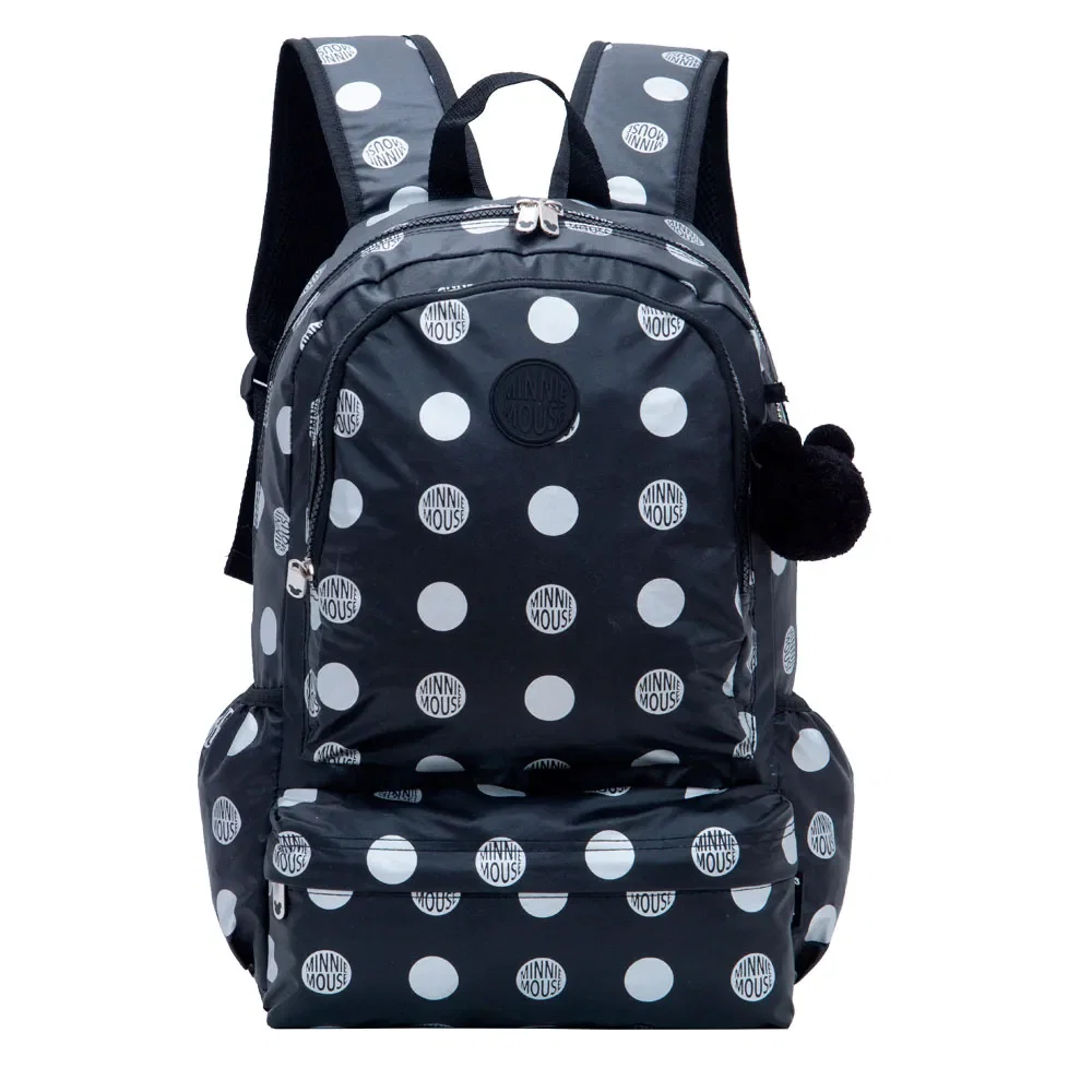 Mochila Escolar Feminina Metalizada Disney Minnie Preta
