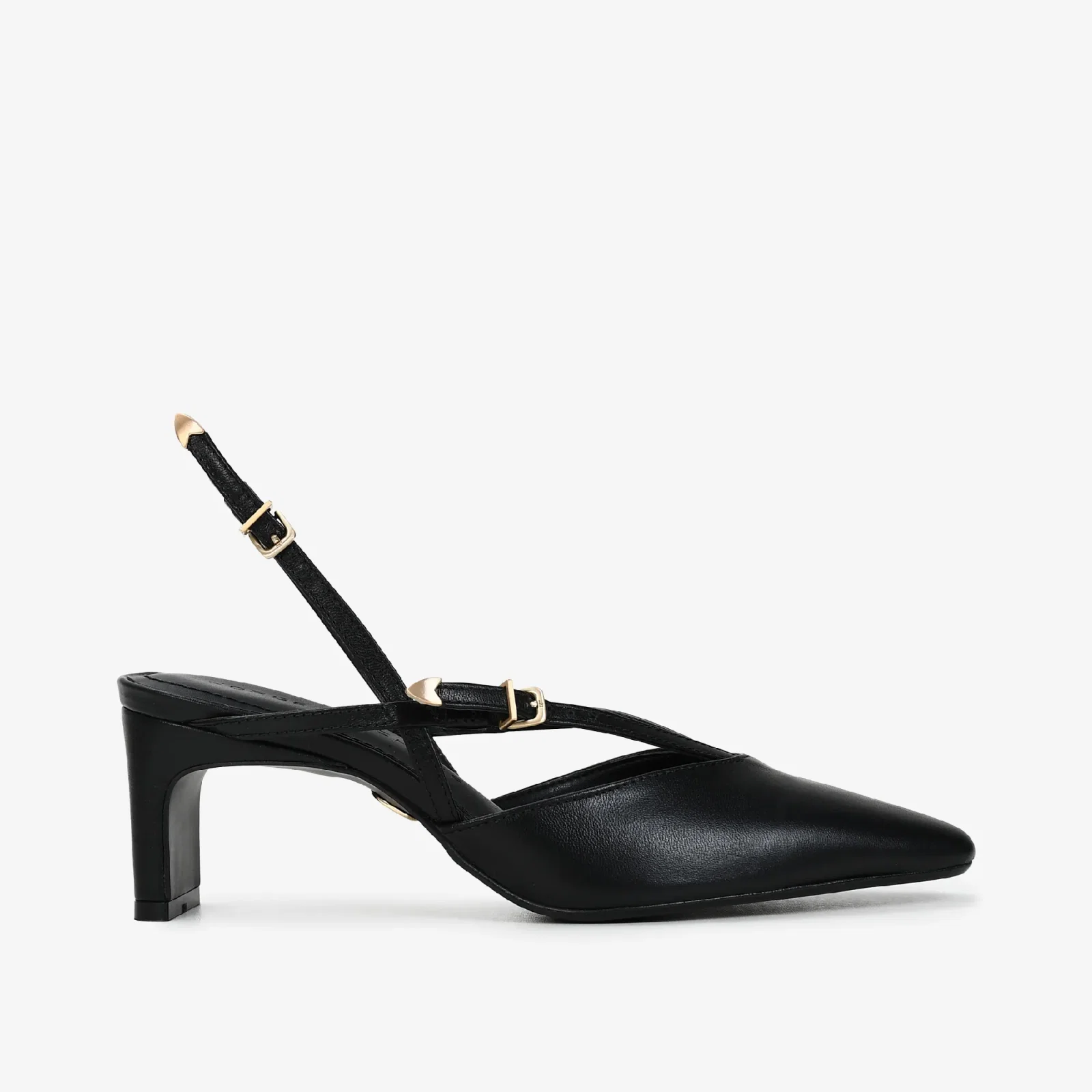 Slingback Preto Couro