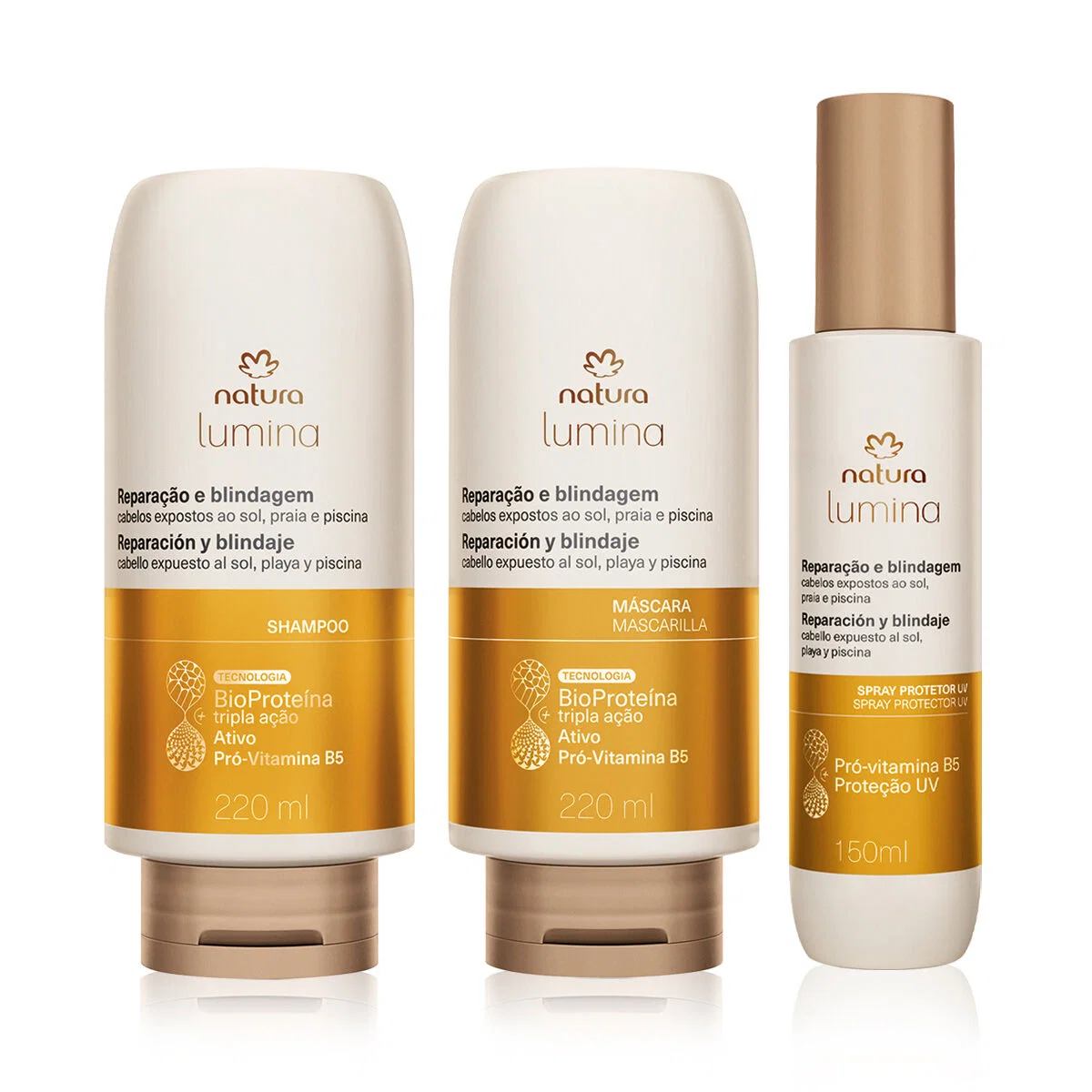 Kit Shampoo, Máscara e Spray Lumina para Reparação e Blindagem — imagem 1