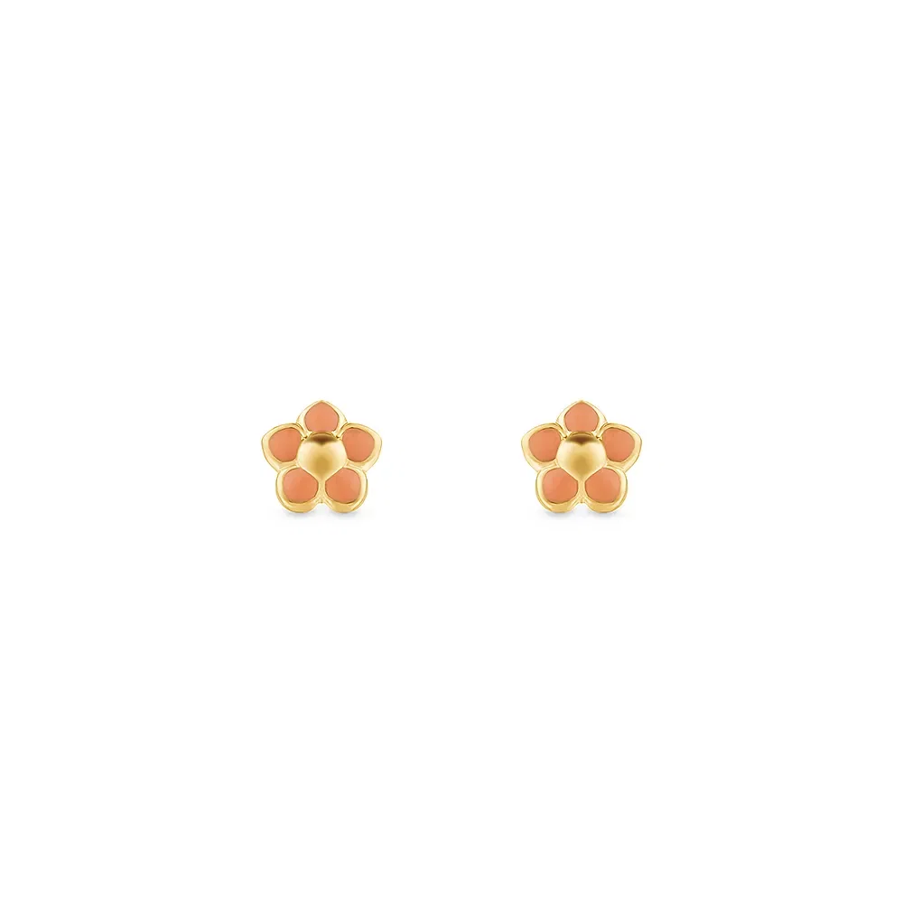 Brinco Baby Flor em Ouro Amarelo 18k com Esmalte — imagem 1