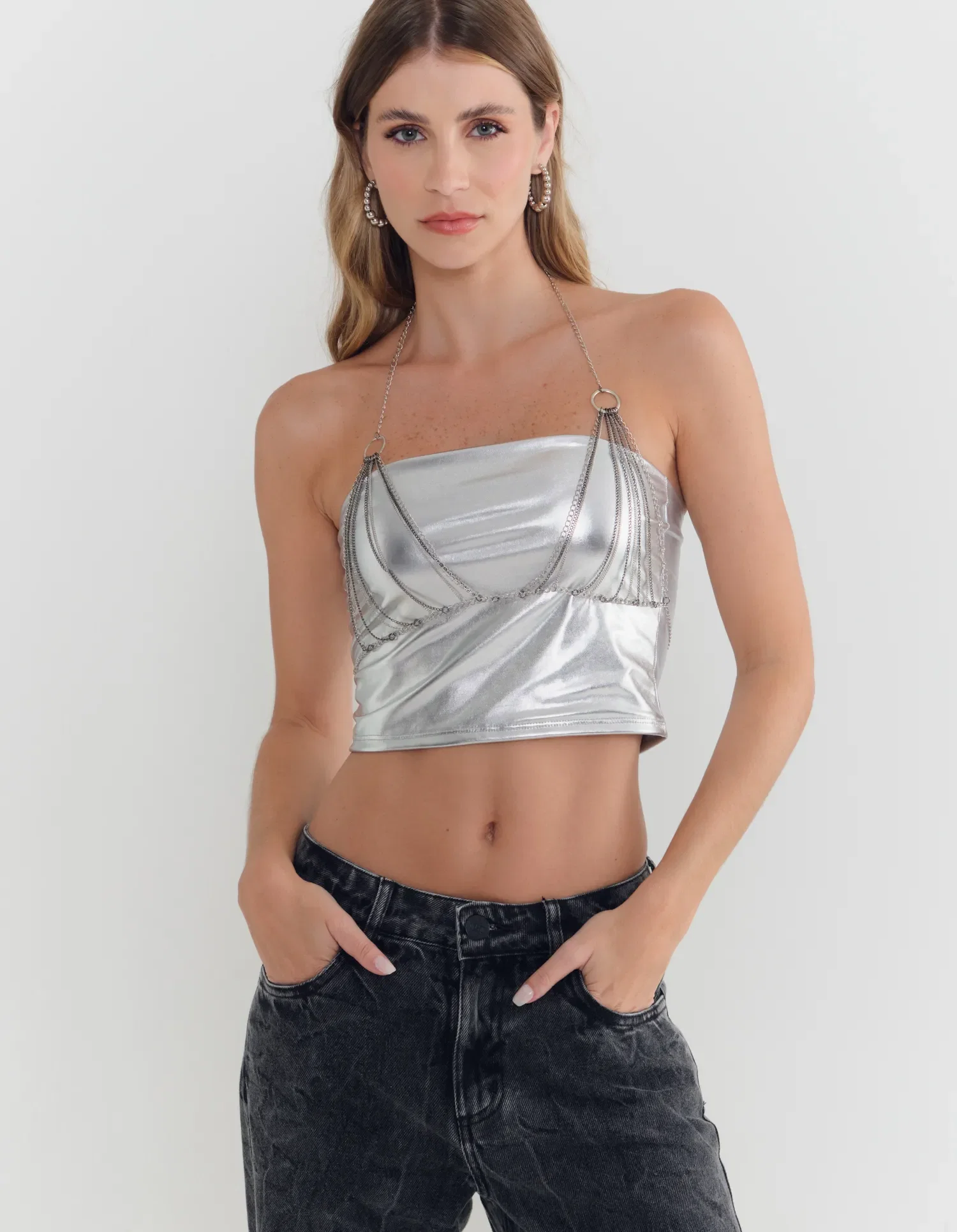 Body Chain Top - Niquel / Onix